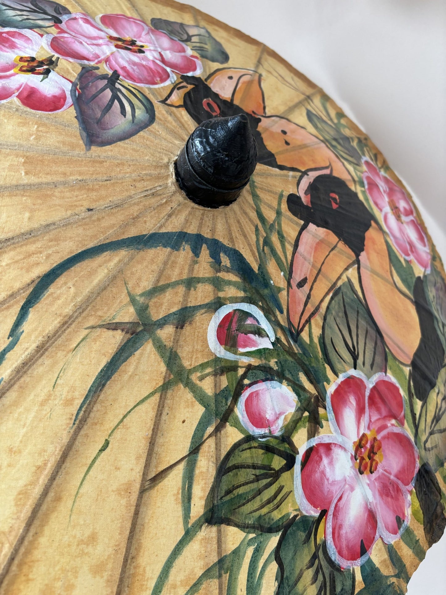 Vintage handmade paper and wood umbrella