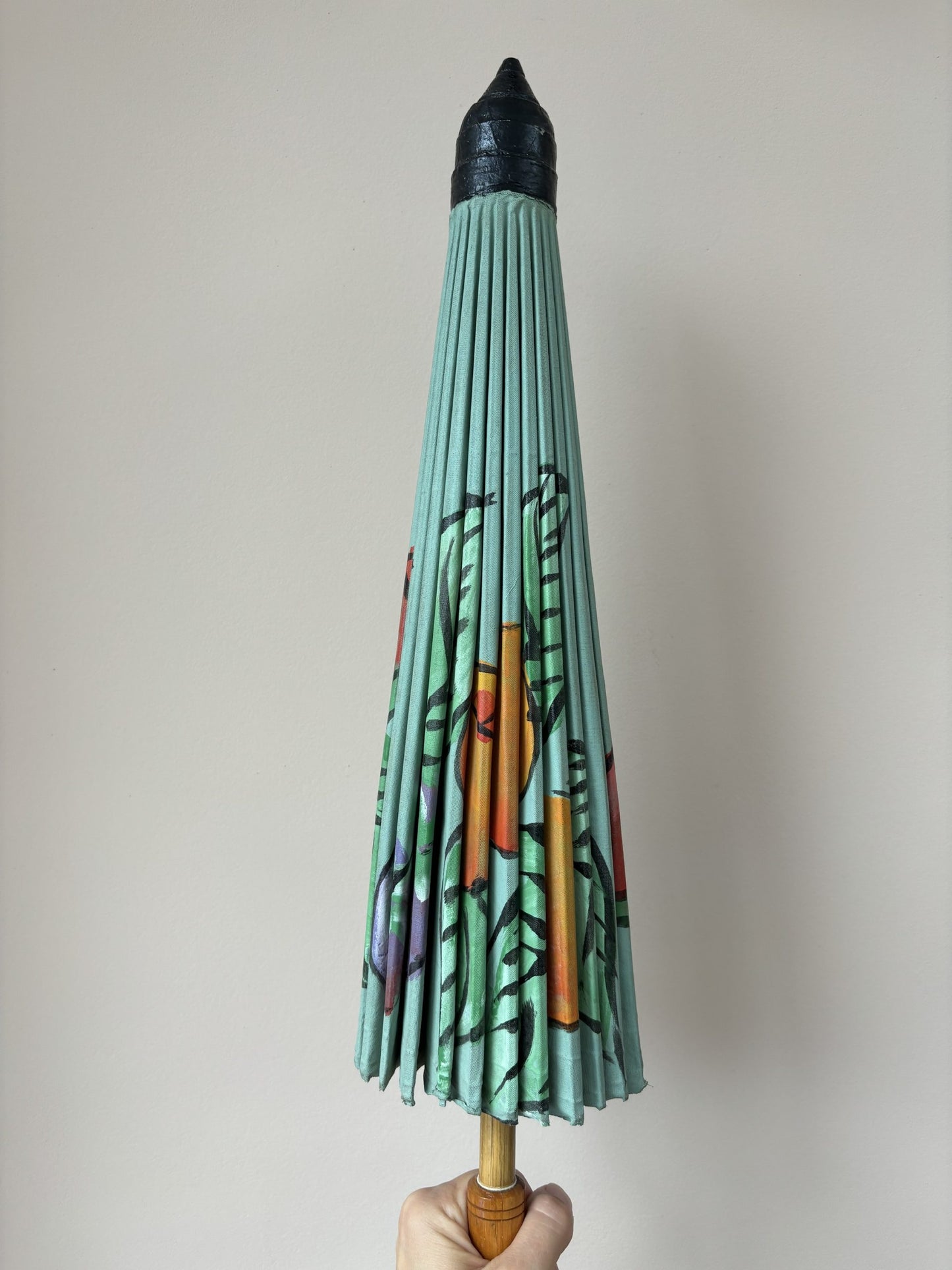 Vintage handmade paper and wood fruit pattern umbrella