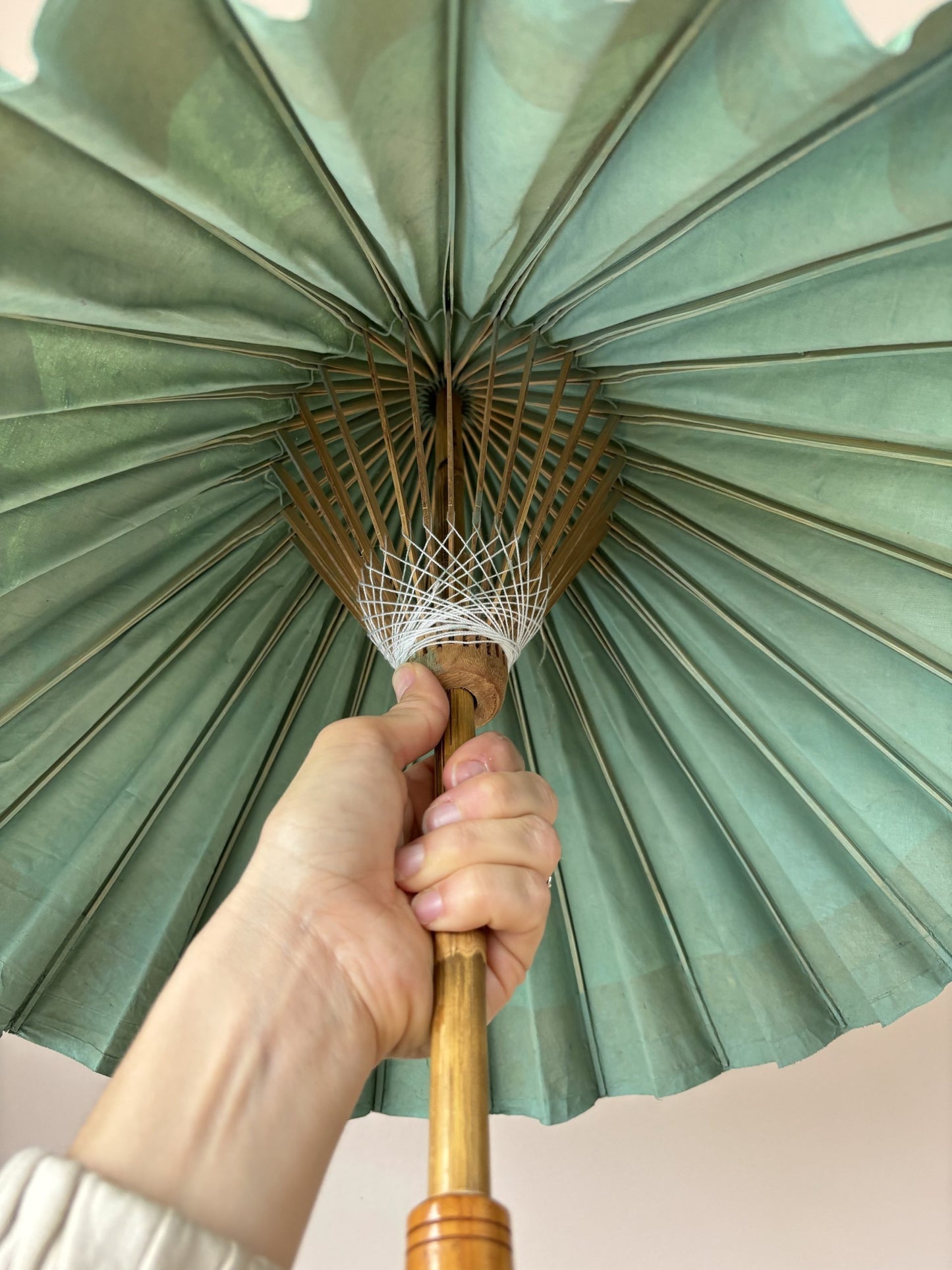 Vintage handmade paper and wood fruit pattern umbrella