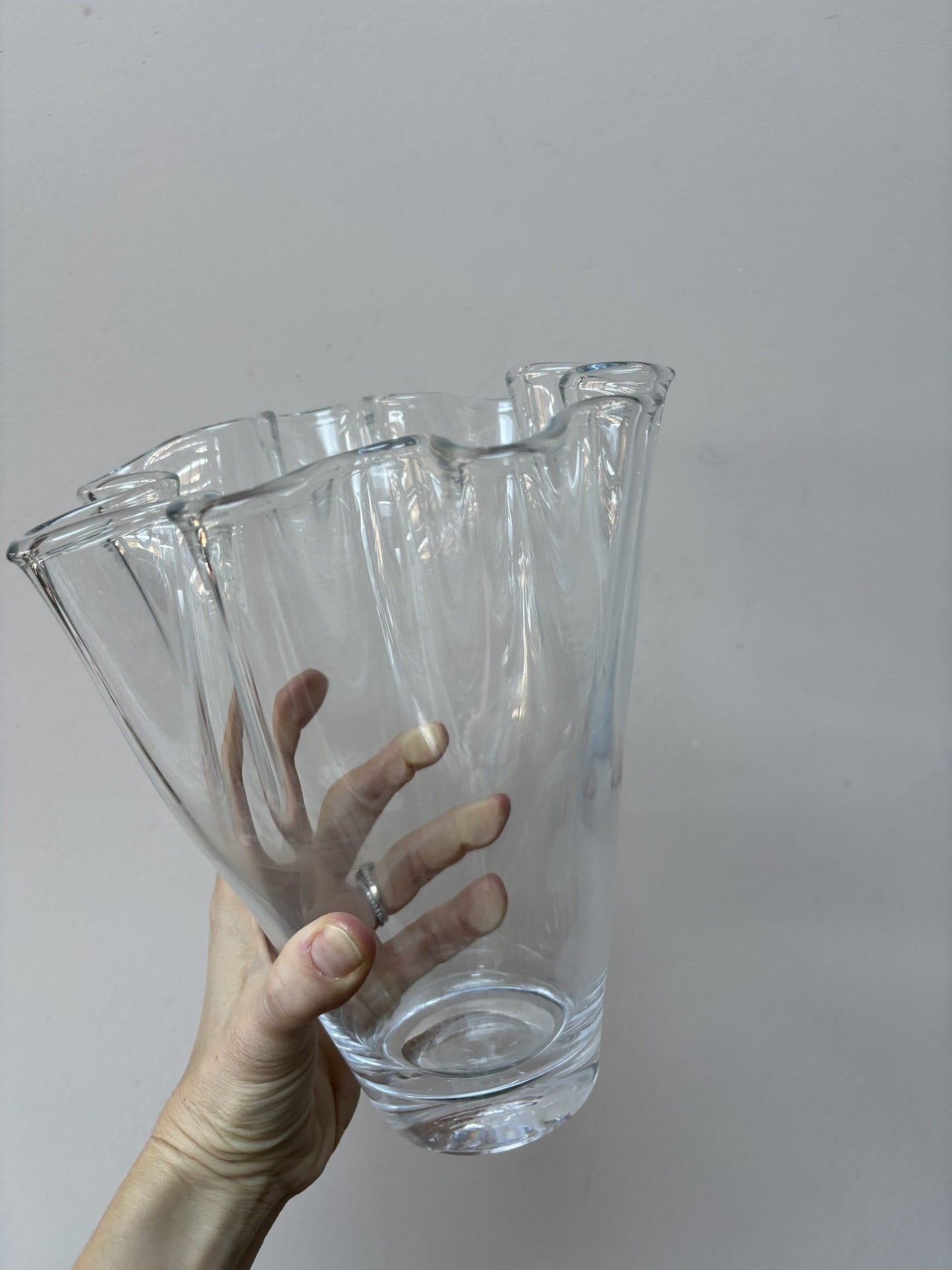 Large glass wavey vase