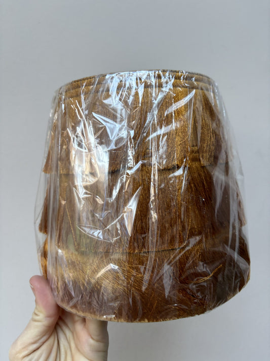 Small burnt orange fringed lampshade