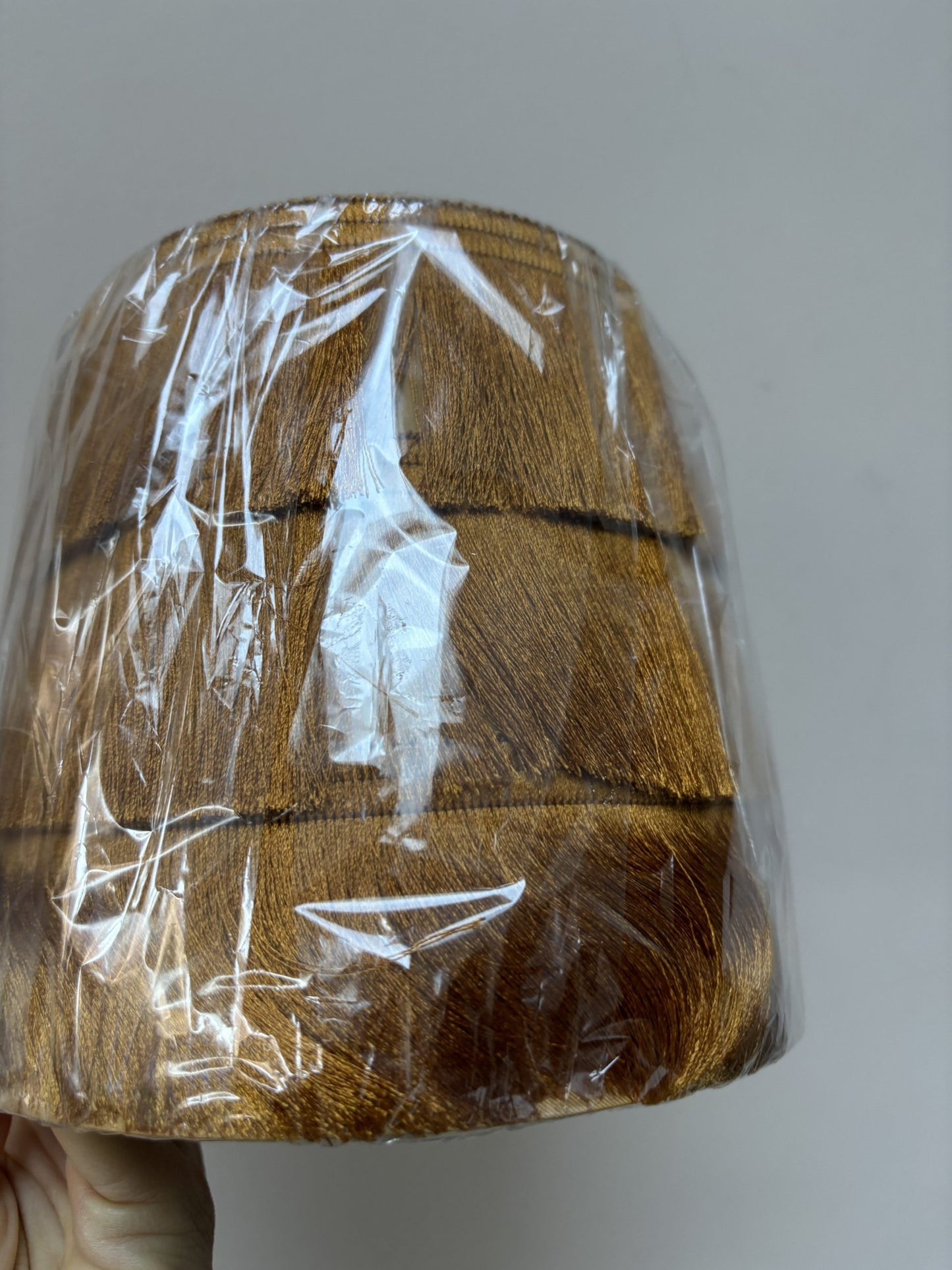 Small burnt orange fringed lampshade