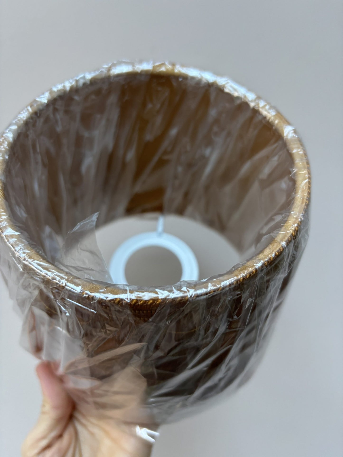 Small burnt orange fringed lampshade