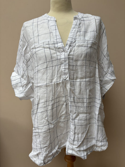 Linen window pane print shirt size UK18