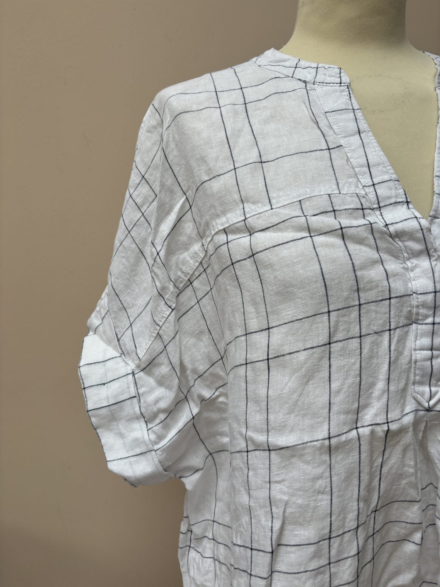 Linen window pane print shirt size UK18