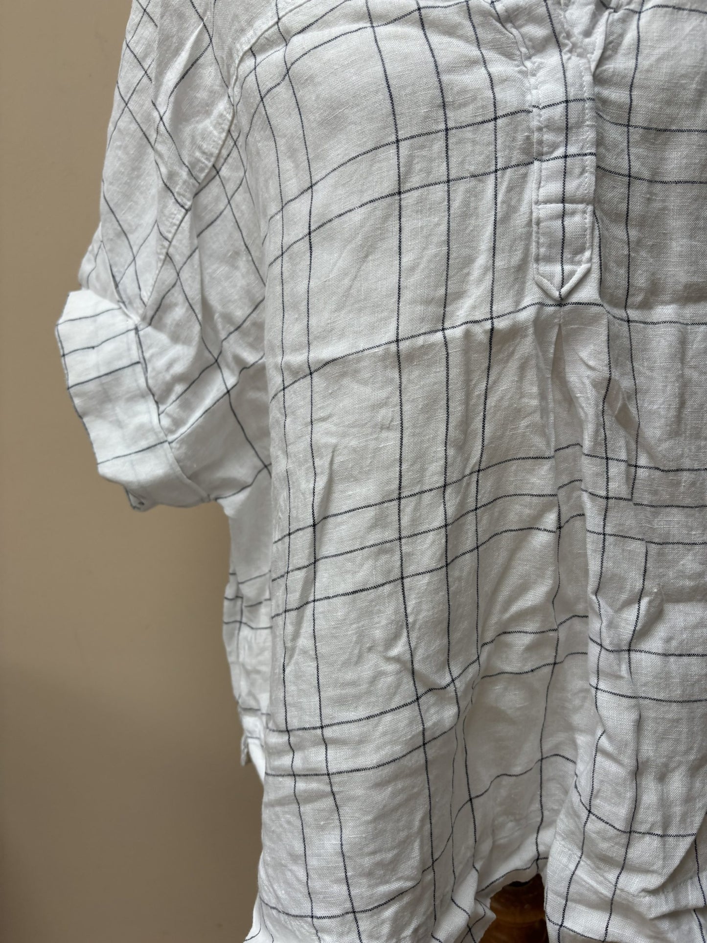 Linen window pane print shirt size UK18