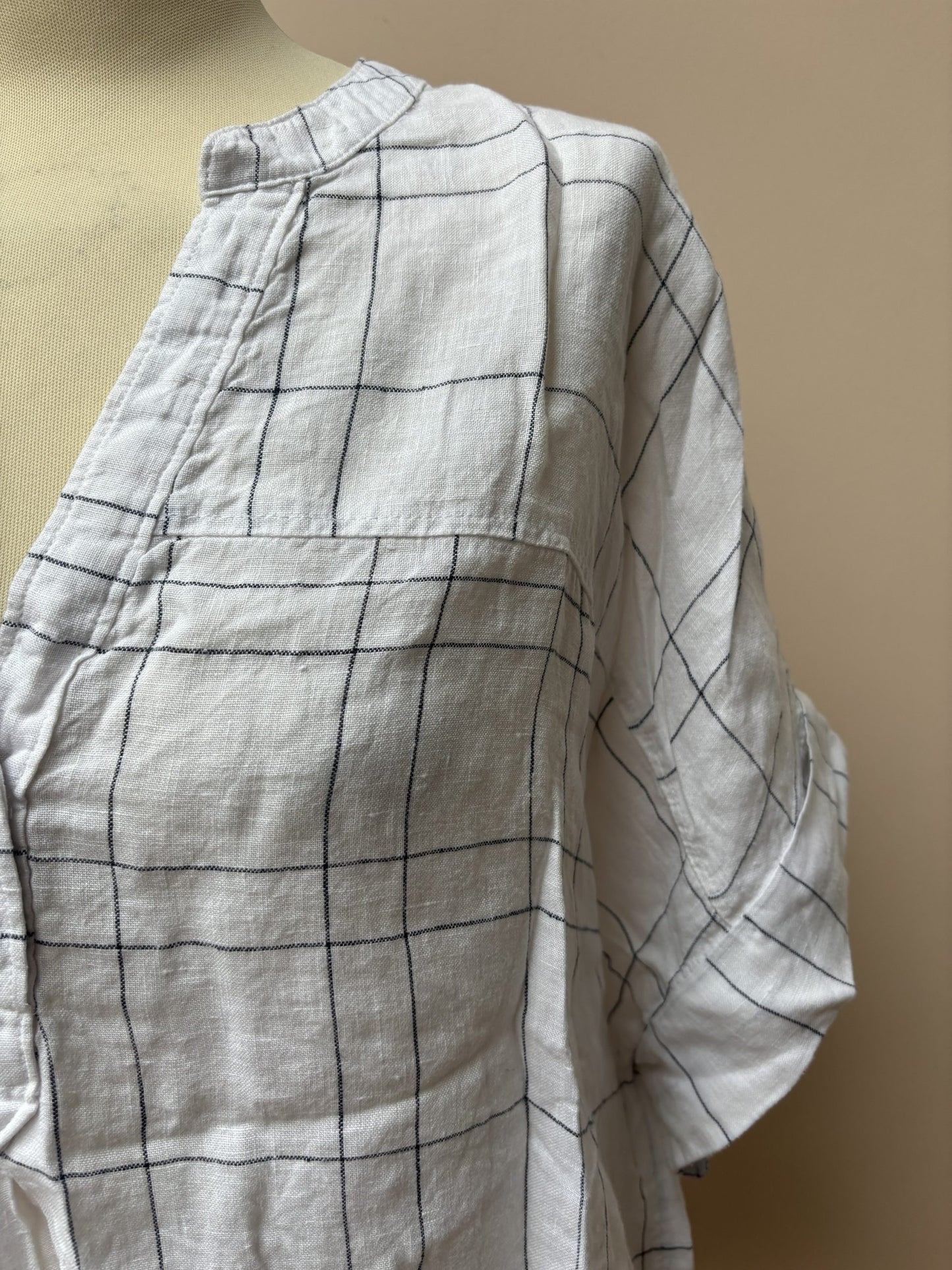 Linen window pane print shirt size UK18