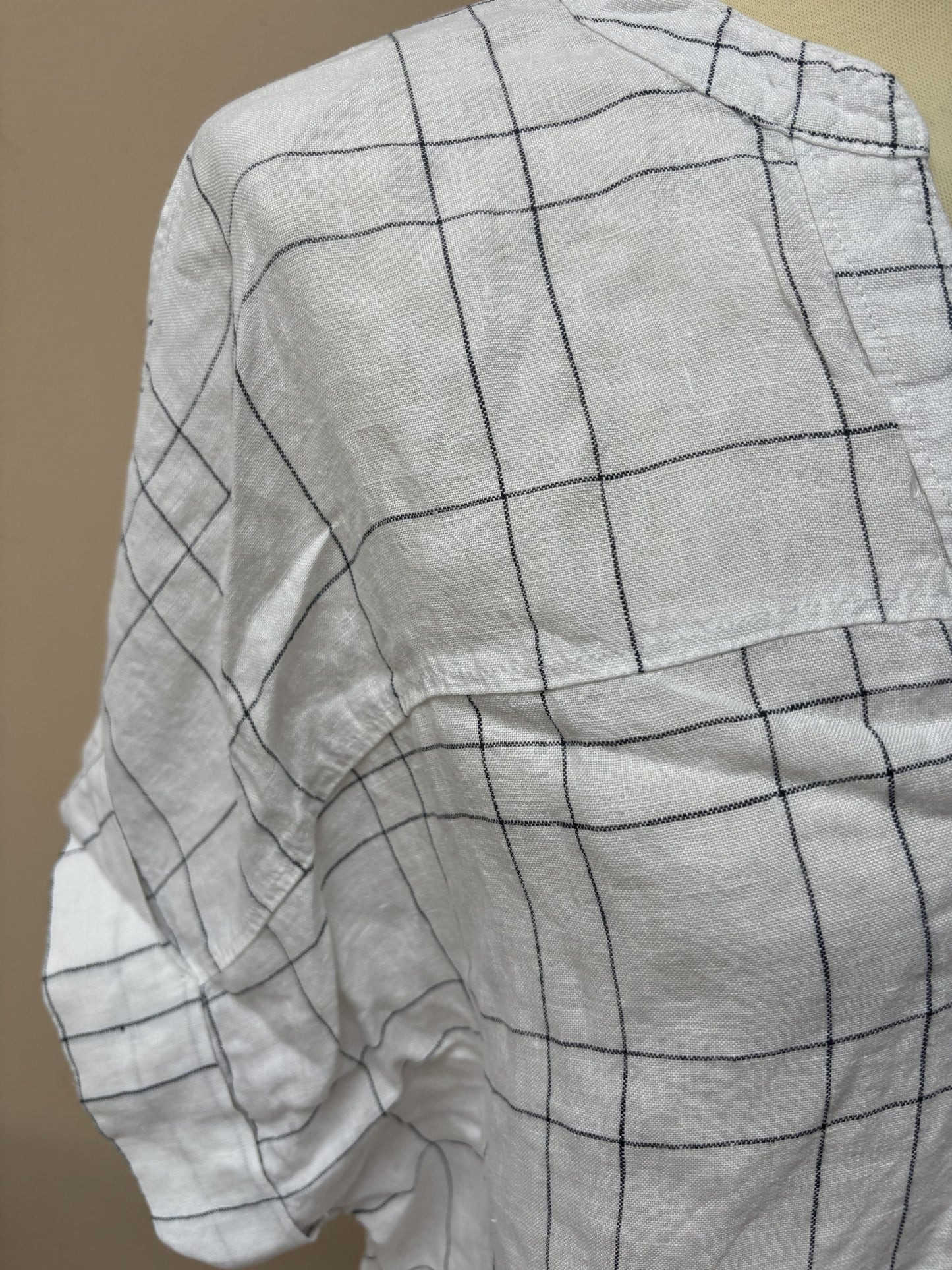 Linen window pane print shirt size UK18