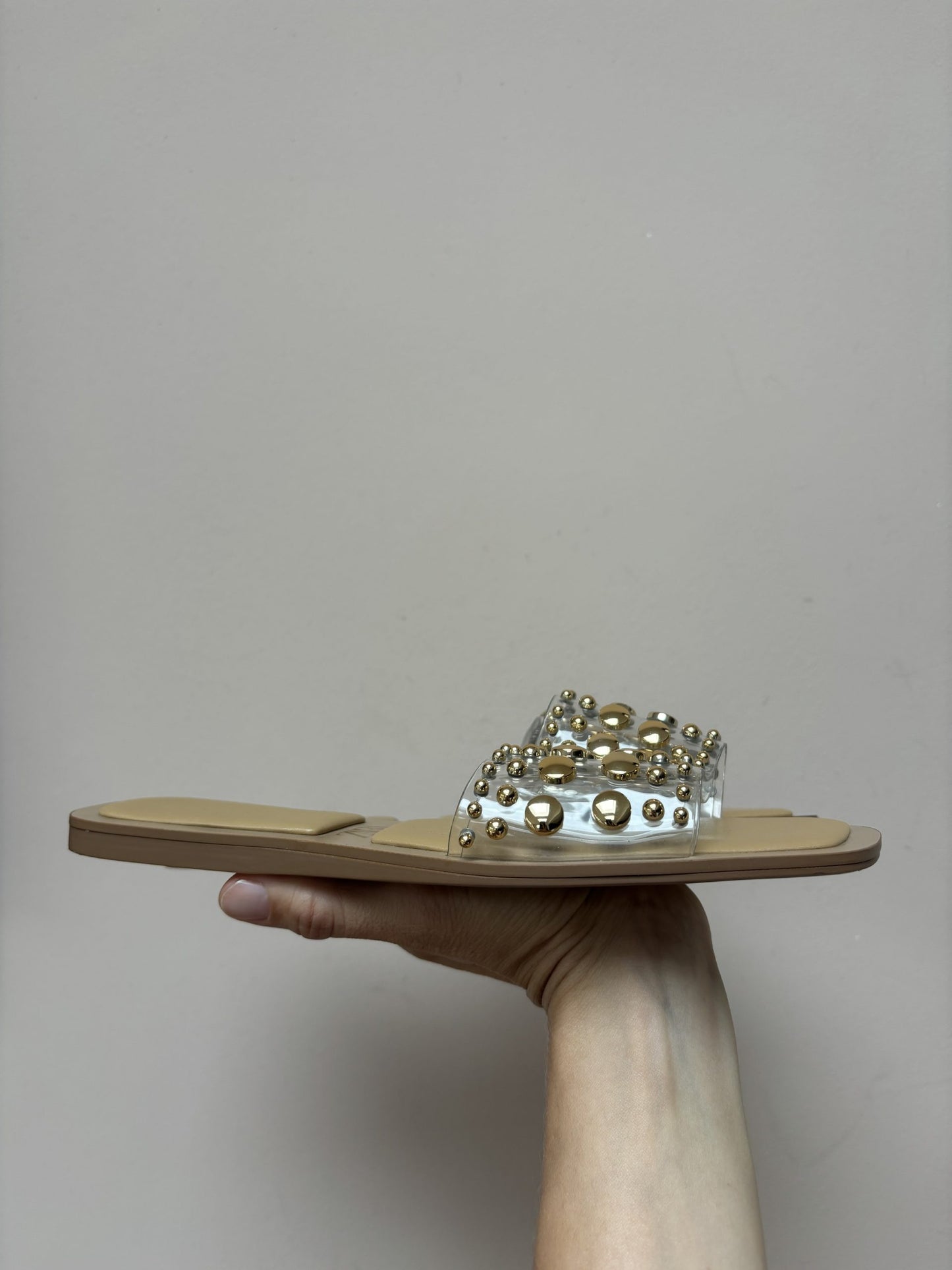 Gold studded flats size UK4