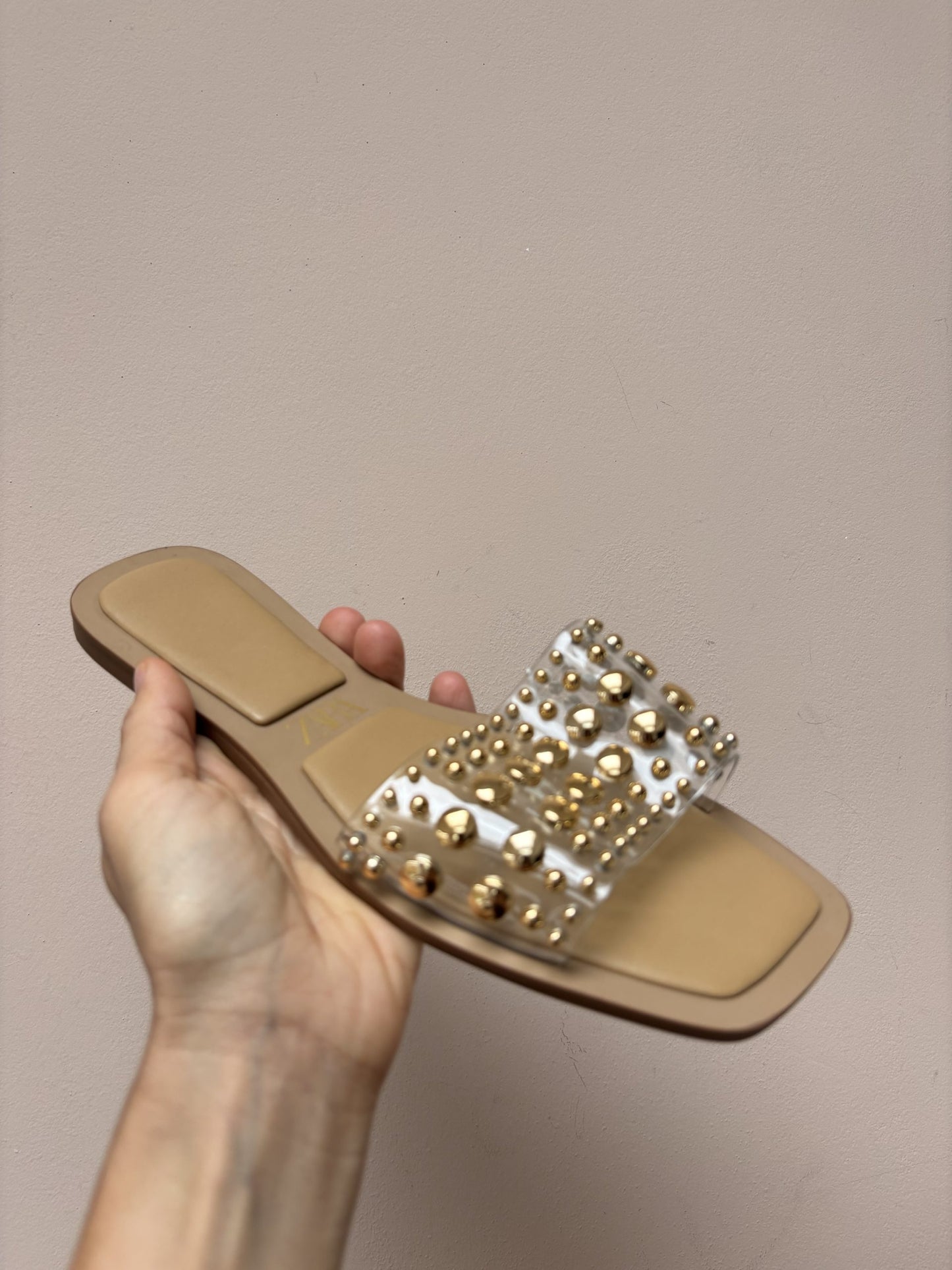 Gold studded flats size UK4