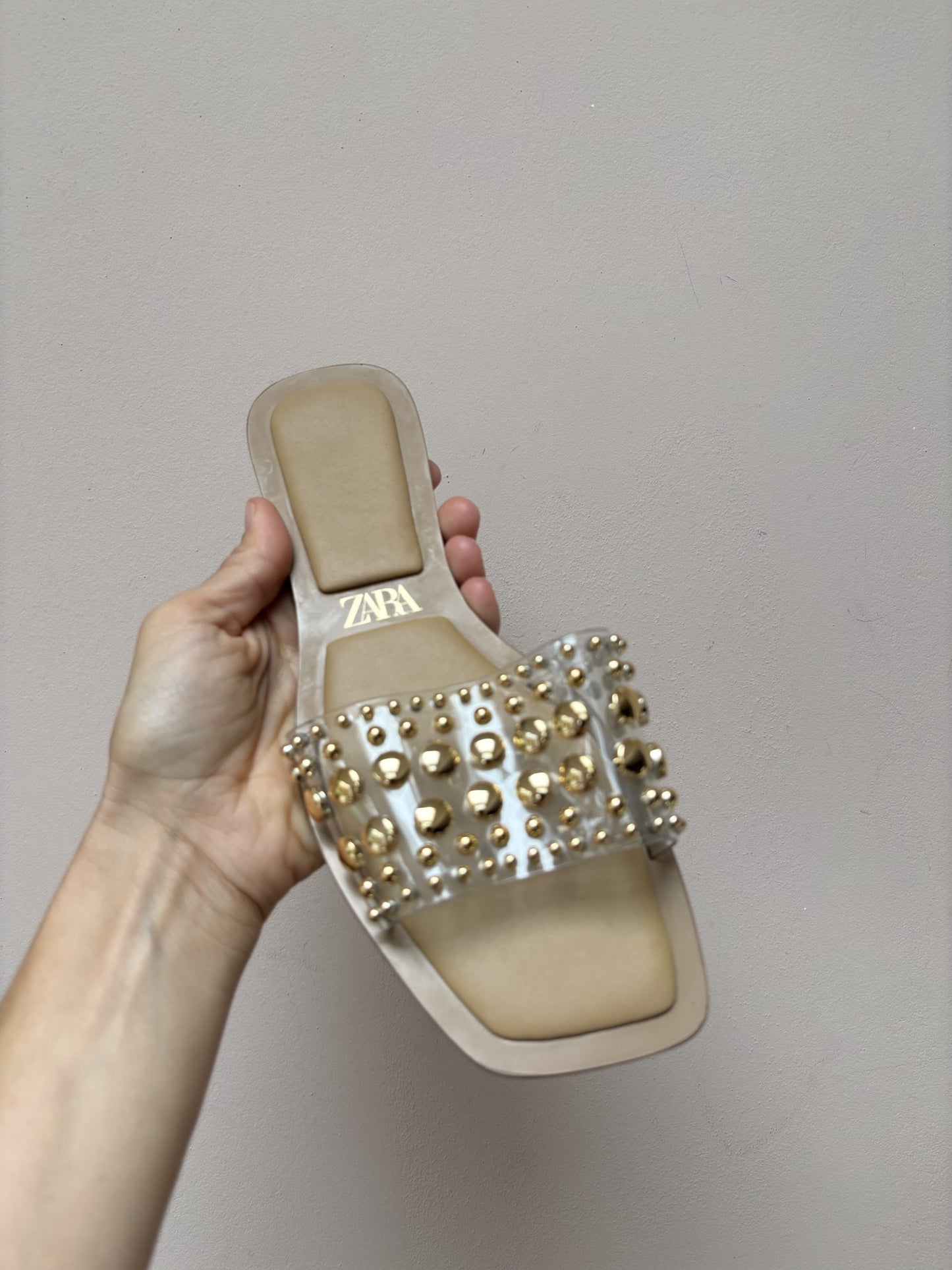 Gold studded flats size UK4