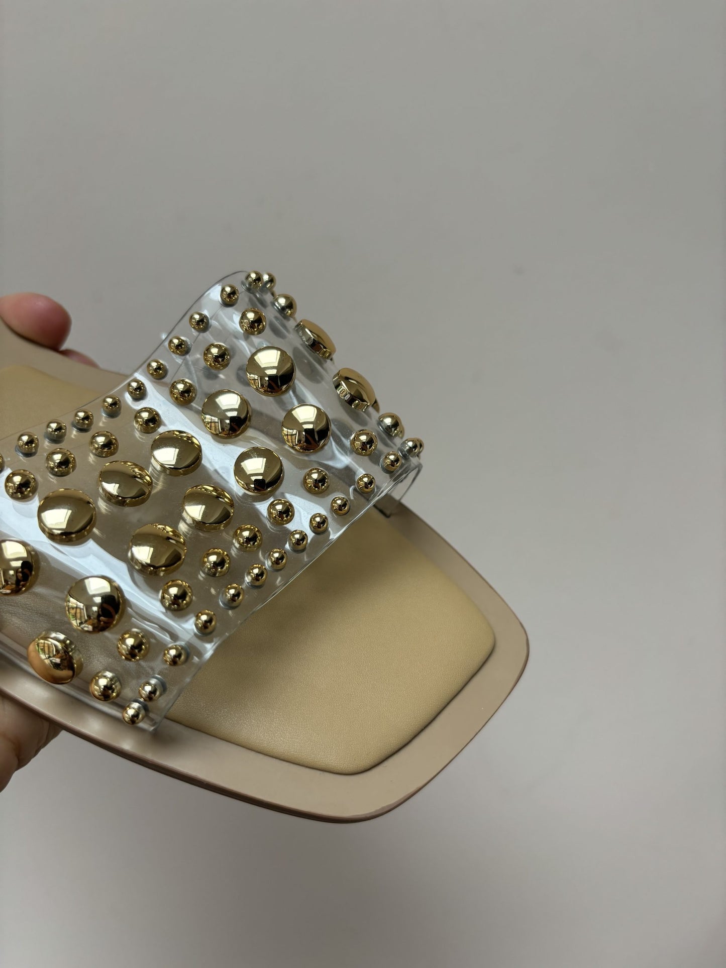 Gold studded flats size UK4