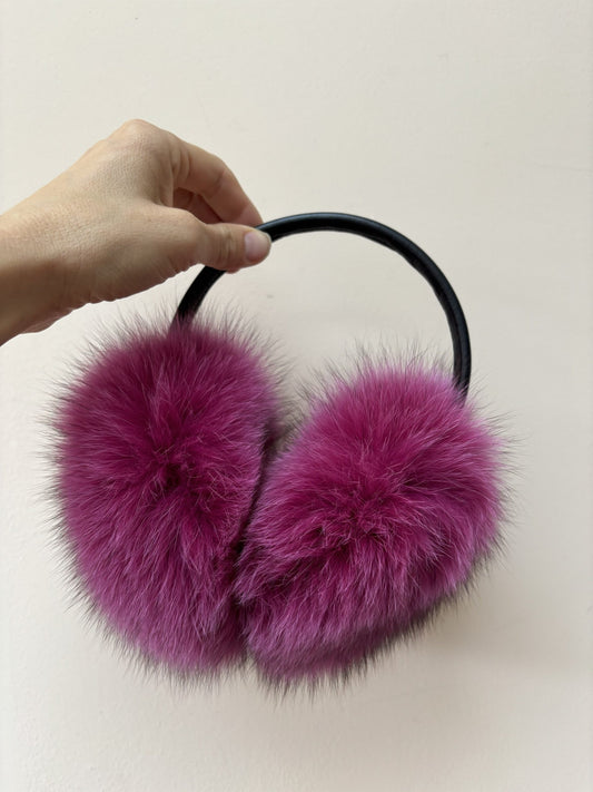 Pink fur earmuffs